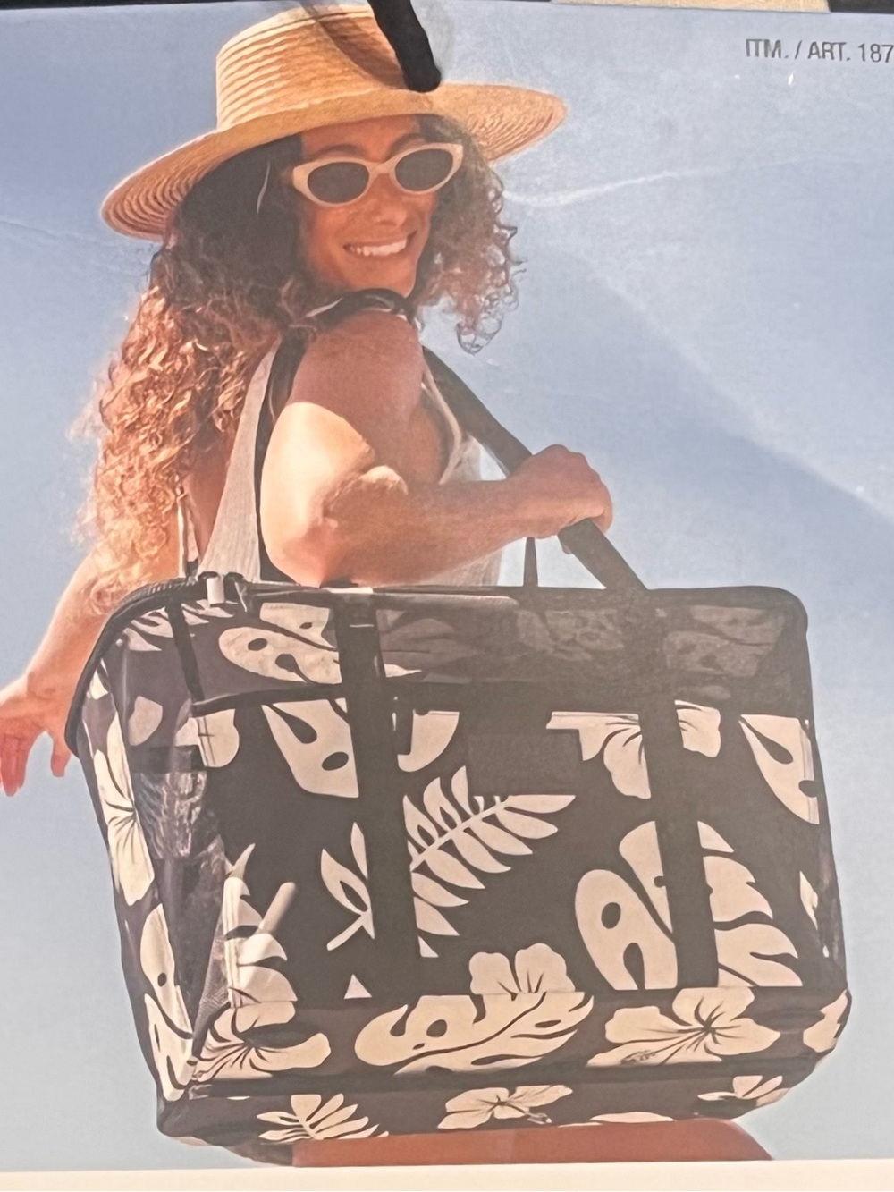 NWT Aloha Collection CleverMade Collapsible Beach Tote Bag Fold Flat Mesh Black